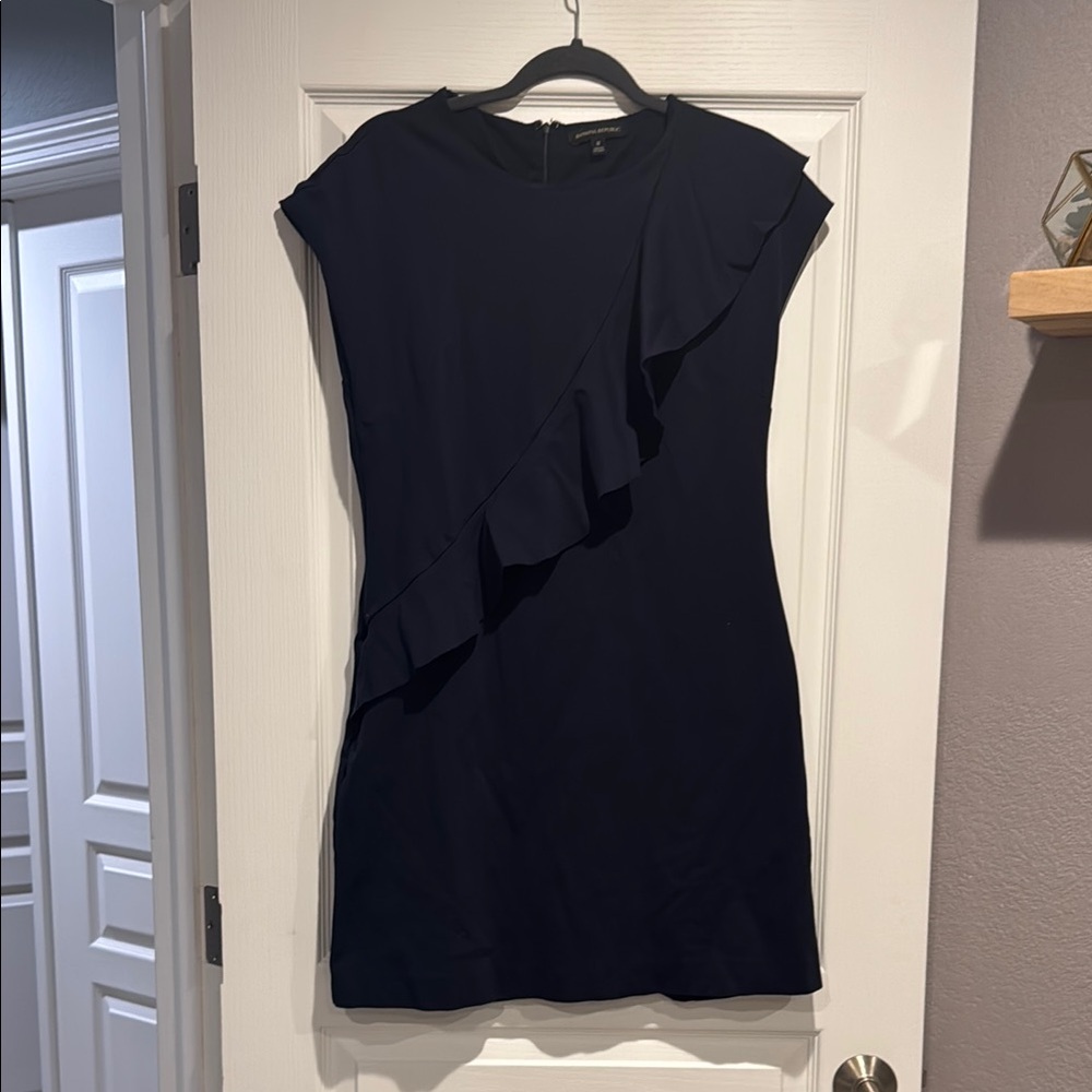 Banana Republic Blue Asymmetrical Ruffled Cocktail Dress
